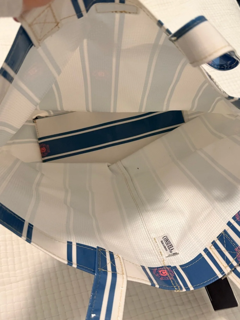Consuela - Striped Blue and White Bobby grab and go Vinyl Tote - Picture 3 of 3